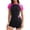 Pink, variant on Womens Swimsuits Color Block Rash Guard Swimsuit for Women Two Piece Half Zip Short Sleeve Bathing Suit with Swim Shorts Tankini Grey M