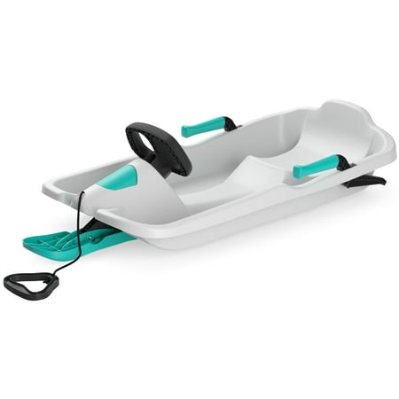 Gizmo Riders Nebula Ice-Blue Snow Sled for Kids, with Steering and Brakes, 110lbs, Ages 3+, Ice Blue