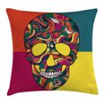 thumbnail image 1 of Sugar Skull Decor Throw Pillow Cushion Cover, Colorful Calavera Themed Artwork Catrina Day of the Dead Mexican Culture, Decorative Square Accent Pillow Case, 24 X 24 Inches, Multicolor, by Ambesonne, 1 of 2