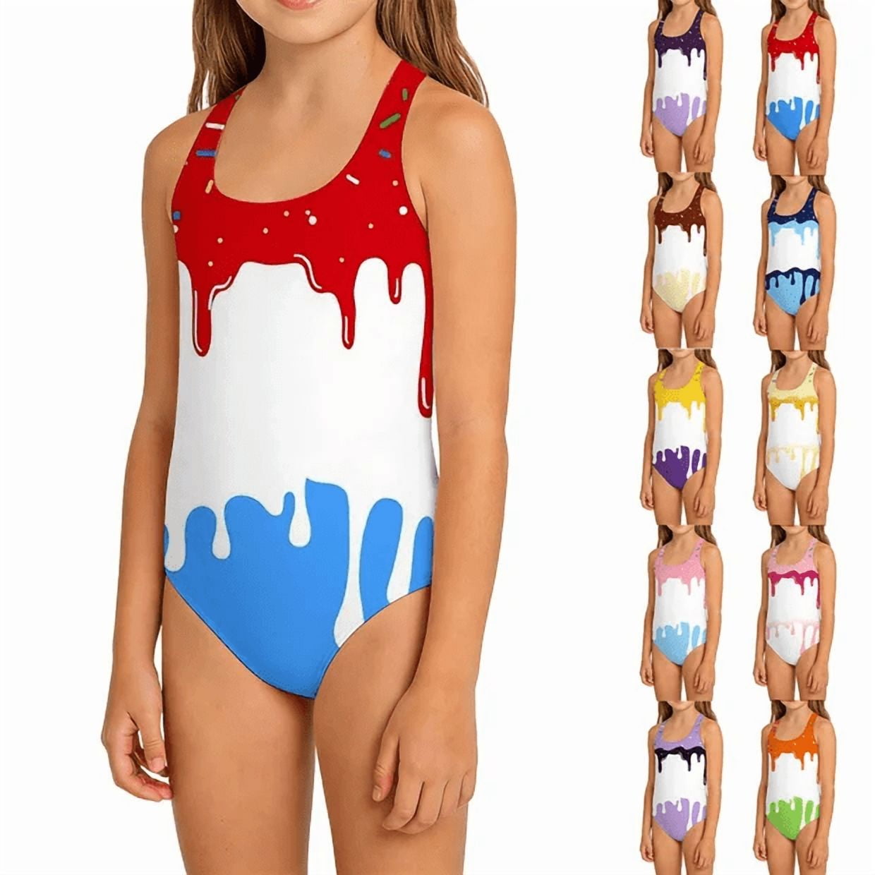 MuXiKeJi Clothes One Piece Swimsuit for Girls 10-12 Cut Out Tankini Set Quick Dry Contrast Color Girl Bathing Suit Removable Chest Pad Swimwear Set Girl