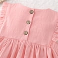 thumbnail image 5 of hengsof Girls' Solid Color Ruffled Sleeve Round Neck Dress Versatile Casual Princess Dress Cute Sleeveless Round Neck Dress for Summer, 5 of 8