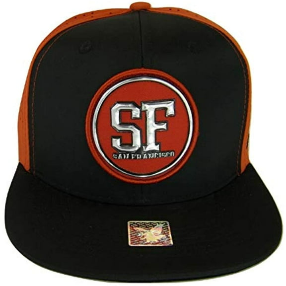 San Francisco Men's Patch Style Breathable Snapback Baseball Cap (Black/Red)