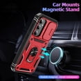 thumbnail image 2 of Design for Samsung Galaxy S24 Plus Phone Case with Camera Lens Ring Holder Kickstand Heavy Duty Rugged Shockproof Military Grade Bumper Protective Cover for Women Men Girls 6.7 inch Red, 2 of 14