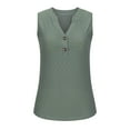 thumbnail image 5 of Lovskoo Eyelet Summer Tops for Women 2024 Tank Tops V Neck Sleeveless Button Solid Color Tank Top Olive Green, 5 of 8