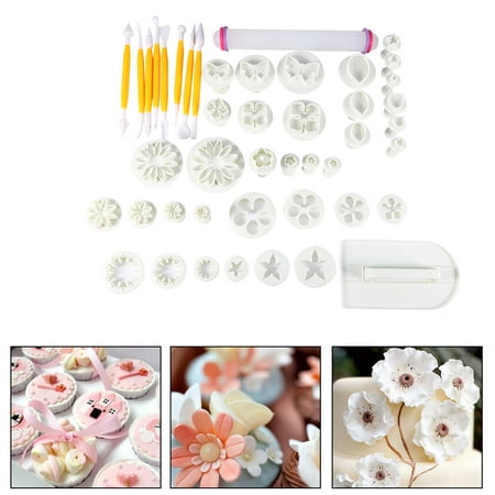 YOSOO 46 PCS Flower Fondant Cake Mold Cake Sugarcraft Decorating Kit Cutters Tools Mold