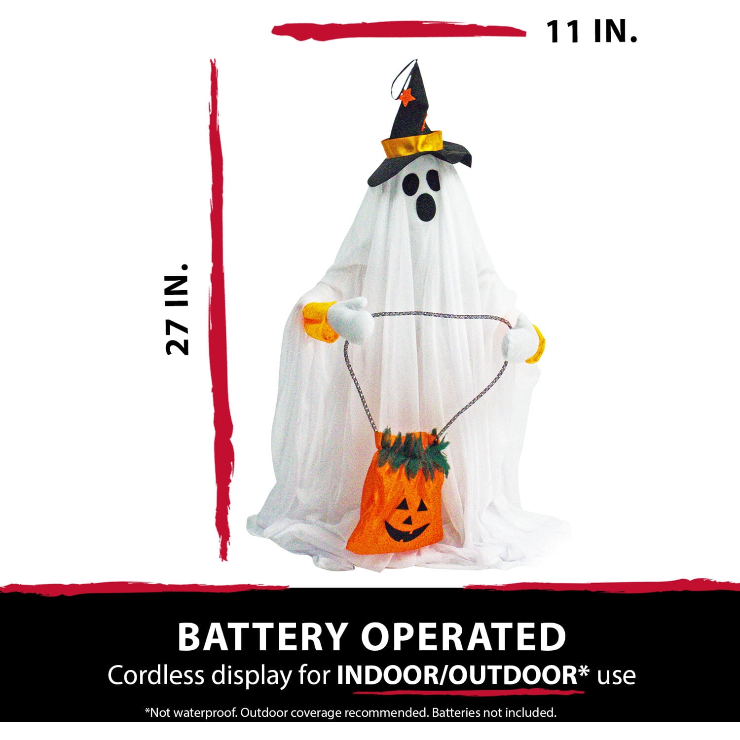 Haunted Hill Farm 35 in Animatronic Ghost Indoor/Covered Outdoor Halloween Decoration, HHGHST-2FLSA