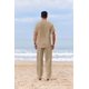 thumbnail image 4 of Conjunto de camisas Henley y pantalones de playa casuales de algodón de 2 piezas para hombre, 4 of 8