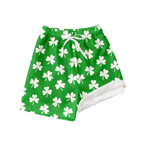 NAFUU Kids Summer Casual Shorts St Patricks Day Clover Prints Swim Trunks Beach With Pockets Outdoor Activities Shorts For Boys Sizes 5-6 Years