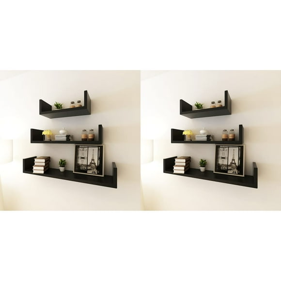 vidaXL Wall Shelves 6 pcs Black