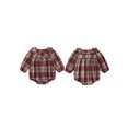 thumbnail image 2 of RUINIXCW Newborn Baby Girl Spring Fall Clothes Gingham Plaid Bubble Romper One Piece Outfit 0 3 6 9 12 18 Months Sweet Long Sleeve Button Front Doll Collar Jumpsuit Playsuit, 2 of 9
