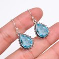thumbnail image 3 of Aquamarine 925 Sterling Silver Earring, 14X10 mm Pear Gemstone Earring, Aqua Blue Earring, Christmas Gift, Unique Jewelry Earring V9526E147410, 3 of 4