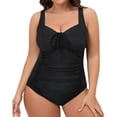 thumbnail image 1 of Traje de baño de una pieza Prolriy para mujer, nuevo traje de baño de 2024, multicolor, con tirantes, sin espalda, liso, conservador, talla grande, bikini, traje de baño para mujer, negro, XL, 1 of 8