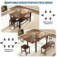 thumbnail image 3 of 5 PCs Dining Table Set for 6-8 People, 63 in Extendable Kitchen Table Set with 2 Benches and 2 Square Stools, Modern Dining Room Furniture Sets, Easy Assembly, 3 of 8