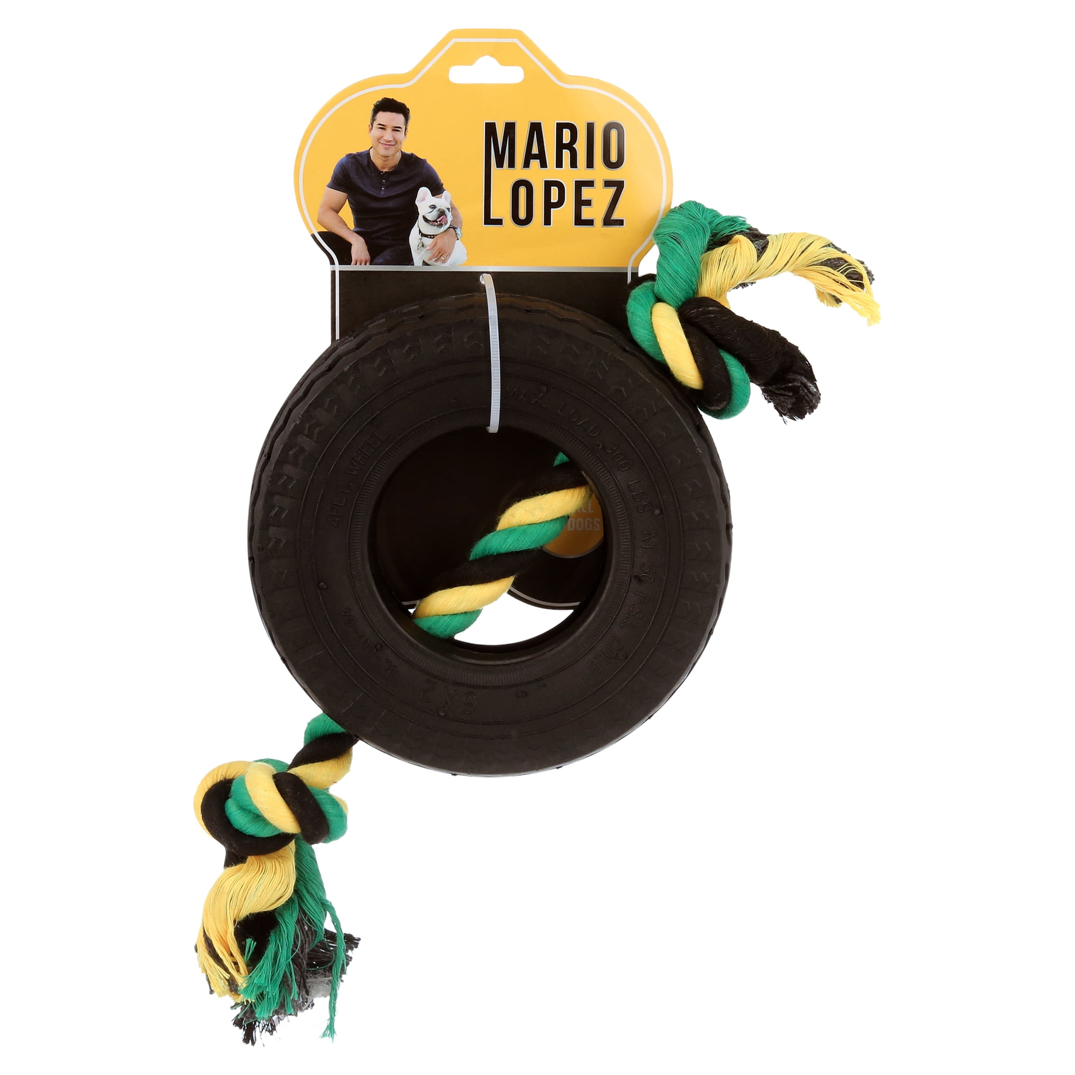 Mario Lopez Thick Tire and Rope Tug Dog Toy 6 x 14 inches Black Walmart