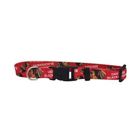 Chicago Blackhawks Ribbon Dog Collar – Officially Licensed NFL Pet Gear, Small (8-12 Inch Neck)