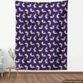 thumbnail image 4 of Ambesonne Vintage Asian Fabric by the Yard Upholstery, Wavy River Koi Fishes, 5 Yards, Indigo and Pastel Purple, 4 of 5