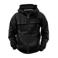 thumbnail image 1 of Hommes Mode Décontractée Blouse à Manches Longues à Fermeture Éclair Multi-Poches Chandails en Molleton, 1 of 4
