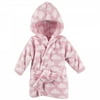 Hudson Baby Infant Girl Plush Animal Face Bathrobe, Pink Clouds, 0-9 Months
