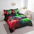 thumbnail image 3 of Castle Fairy Racing Car Bedding Comforter Set,Red Green Lightning King Bedding Sets, 3 of 8