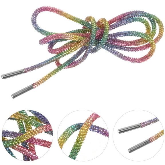 WHAMVOX 1 Pair Glitter Shoelaces for Casual Shoes Rhinestone Bling Laces Multi Color Long Enough