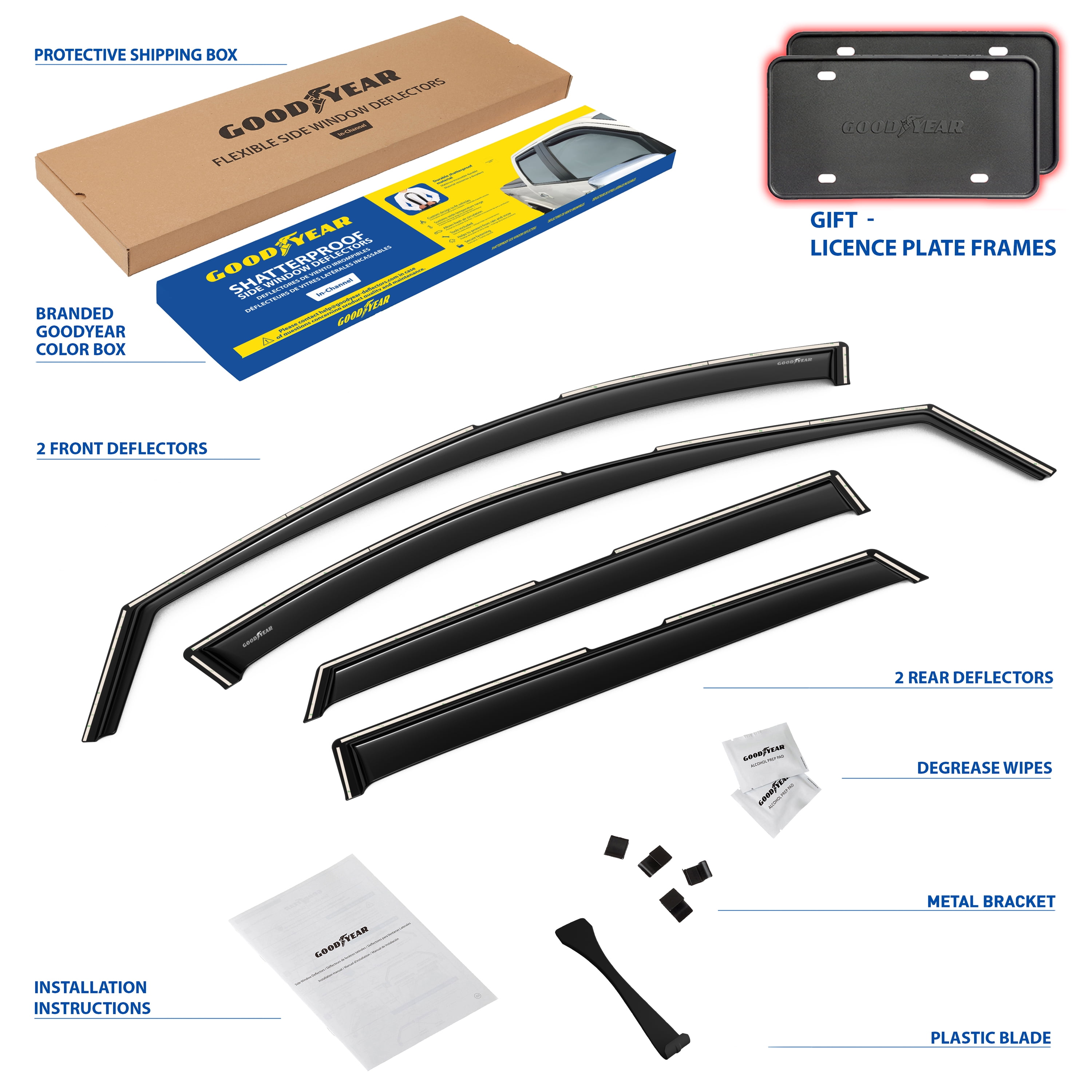 Goodyear Shatterproof In-Channel Window Deflectors for Hyundai Tucson 2022-2025, Rain Guards, Window Visors for Cars, Vent Deflector, Car Accessories, 4 pcs - GY003485