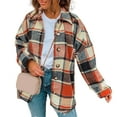 thumbnail image 5 of Lohuatrd Women Spring Autumn Plaid Print Shirt Coat Lapel Long Sleeve Single Breasted Casual Loose Blouse Jacket Cardigan Streetwear, 5 of 8