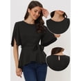 thumbnail image 2 of Blusa Allegra K Media Manga Cuello Redondo Cinturón Peplum Negro L, 2 of 6