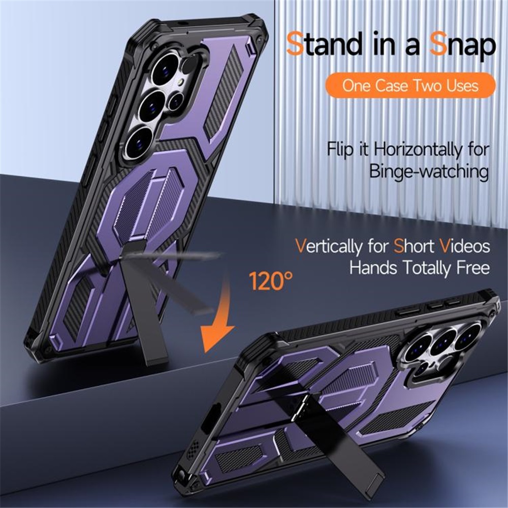 For Samsung Galaxy S26 Ultra 5G Case [Compatible With MagSafe], Hidden Metal Kickstand, Military-Grade Heavy Duty Case with Bumper Frame, 360° Full Body Shockproof Protection Cover,Purple