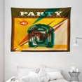 thumbnail image 1 of Jukebox Tapestry, Digital Retro Print Party Themed Old Antique Music Radio Set, Wall Hanging for Bedroom Living Room Dorm Decor, 80W X 60L Inches, Brown Marigold and Turquoise, by Ambesonne, 1 of 2