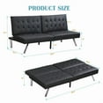 thumbnail image 2 of EBQOSK Sofa Bed with Armrest Two Holders Wood Frame, Stainless Leg, Futon Leather Black, 2 of 7