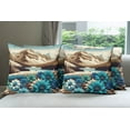 thumbnail image 3 of Ambesonne Lake Throw Pillow Cover Pack of 4, Mountain Scene Icy Tone Floral, 4 Pcs-18" x 18", Pale Blue Pastel Brown, 3 of 5