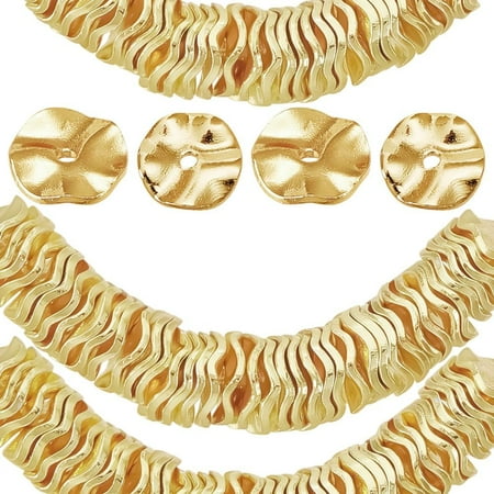 1set 100pcs Brass Spacer Beads Wavy Disc Golden 8x1.5mm Hole: 1.2mm 100pcs/set