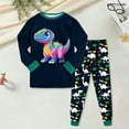 thumbnail image 2 of Hessimy Toddler Boys Girls Spring Summer Cute Print 2Pcs Short Sleeve Tops Pants Soft Sleepwear Pjs Casual Set, Short Sleeve Pjs, 2M-12Y(Dark Green,2-3 Years), 2 of 5