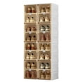 thumbnail image 1 of ANTBOX Portable Shoe Rack Organizer, Stackable Sneaker Organizer Cabinet with Magnetic Door, Folding Design, Clear Plastic Storage Container, 8 Tier 16 Pairs (Brown) - S2-S16-D8, 1 of 5