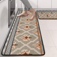 thumbnail image 2 of Kitchen Rugs Sets Of 2,Orange Geometric Diamond Cross Pattern Anti Fatigue Kitchen Mat Rugs Non Slip Washable,Decorative Kitchen Floor Mats for Kitchen,Sink,Laundry,17"x47"+17"x47", 2 of 5