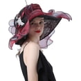 thumbnail image 2 of Organza Church Fascinator Wedding Tea Party Derby Hats for Women Flower Wide Brim Sun Hat, 2 of 4