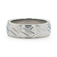 thumbnail image 3 of Titanium Wedding Band Ring – Woven Pattern Domed Design with Yellow Gold Braided Edges, Comfort Fit – 8mm, 3 of 5