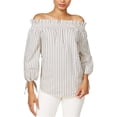 thumbnail image 1 of Kensie Blouse en Popeline Tricotée pour Femmes, Blanc Cassé, Grand, 1 of 1