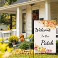 thumbnail image 6 of Fall Garden Flag Thankgiving banner Burlap Outdoor Yard Porch Sign Welcome to Our Patch Vertical Double Sided Small Pumpkin Garden decoration Home Farmhouse Autumn Decor 12.5 x 18 Inch, 6 of 7