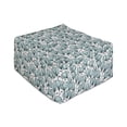 thumbnail image 1 of Floral Rectangle Pouf, Doodle Style Flowers with Petals in Blue Tones Bedding Plants Garden Art, Under Desk Foot Stool for Living Room Office Ottoman with Cover, 25", Seafoam White Black, by Ambesonne, 1 of 4