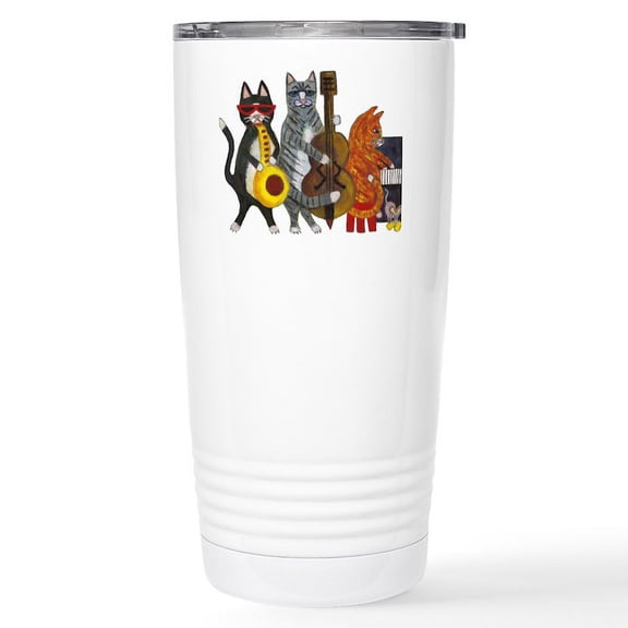 CafePress - Jazz Cats Stainless Steel Travel Mug - Insulated Stainless Steel Travel Tumbler 20 oz.