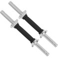 thumbnail image 1 of Pair of Threaded Dumbbell Handles /// Chrome/Rubber Grip Fit D Plates Weight Bar Connector, 1 of 7