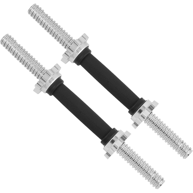 Pair of Threaded Dumbbell Handles /// Chrome/Rubber Grip Fit D Plates Weight Bar Connector