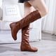 thumbnail image 4 of Amzcrzy Zapatos de mujer,Zapatos de mujer,Zapatillas de mujer, Botas largas de invierno de color liso para mujer, tacón plano, punta redonda, hasta la rodilla Sandalias Mujer Zapatillas De Casa, 4 of 5