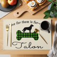 thumbnail image 2 of Green Black Buffalo Checkered Placemats Set of 6, Bones Cute Dogs Pets Placemats for Dining Table, Place Mats for Kitchen Tabletop, Waterproof Wipeable Dining Table Mats Set, 2 of 9