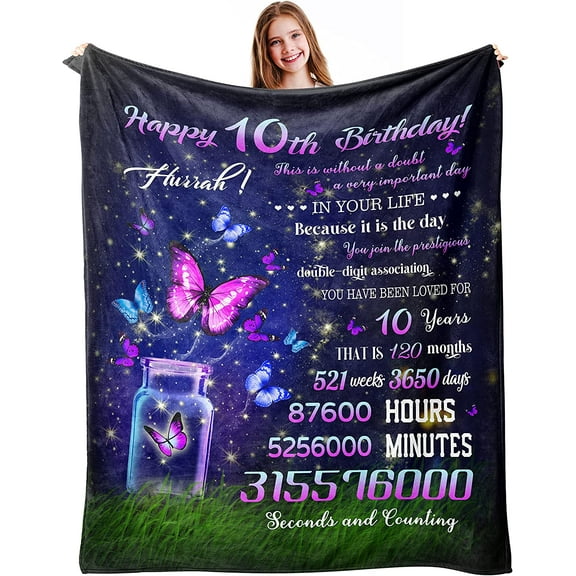 10 Year Old Girl Gift Ideas, Gifts for 10 Year Old Girl, 10 Year Old Girl Gifts, Best Gifts for 10 Year Old Girls, Birthday Gifts for 10 Year Old Girls, 10th Birthday Decorations Blanket 50"x60"