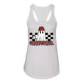 thumbnail image 2 of Wild Bobby Creep It Real Ghost Checker Background Halloween Red and Black Halloween Women Racerback Tank Top, White, Small, 2 of 6
