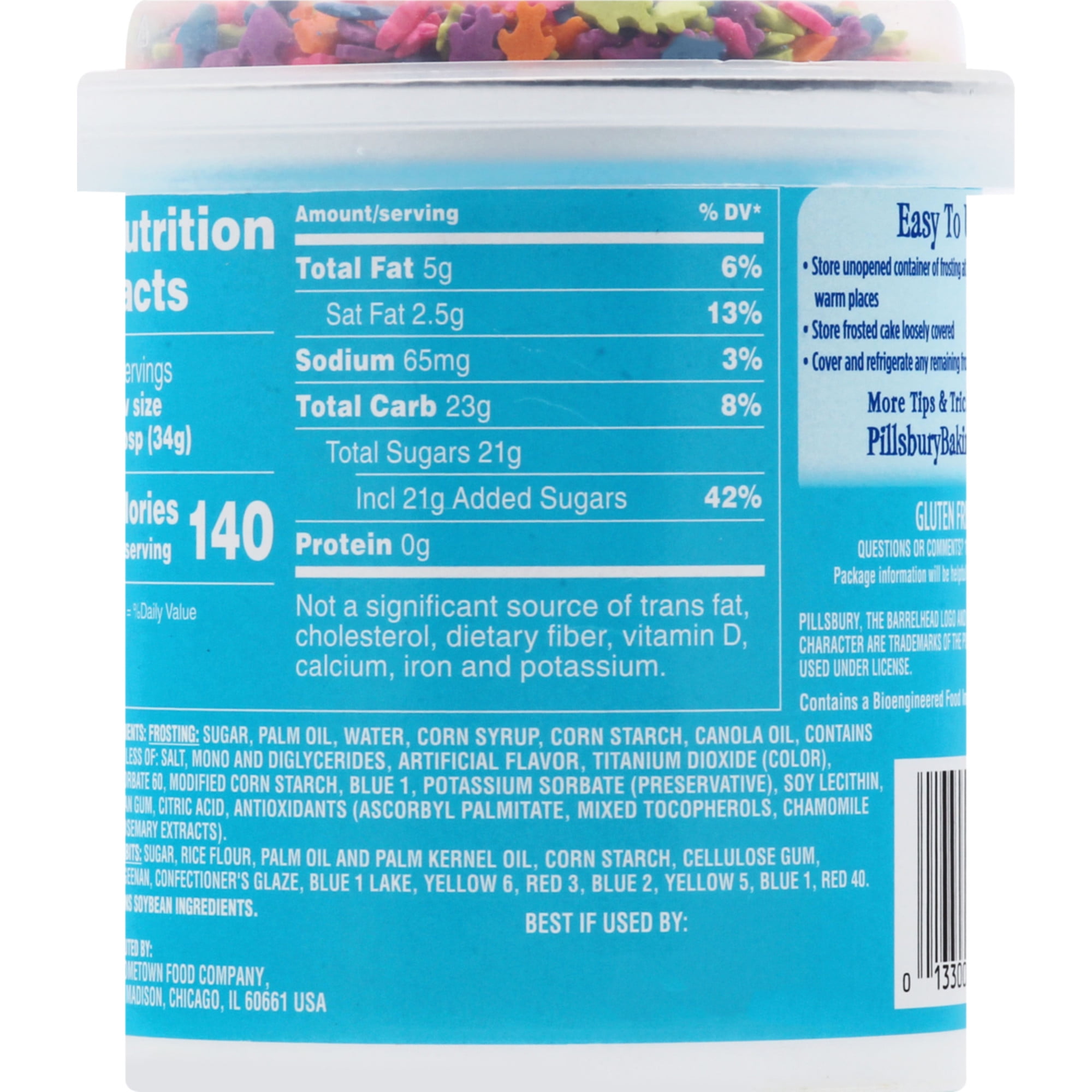 Pillsbury Funfetti Aqua Blue Vanilla Frosting, 15.6 oz Tub