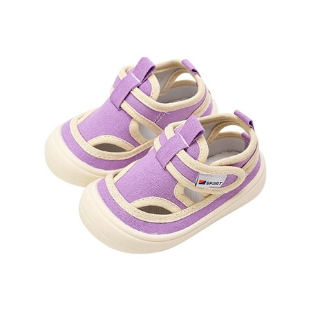 

Zanvin Sandals on Clearance Kids Toddler Sandals Toddler Shoes Baby Boys Girls Cute Solid Color Hollow Out Non-slip Soft Sole Beach Canvas Sandals Purple 18-24 Months