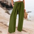thumbnail image 2 of KALE Linen Pants Women Palazzo for Casual Womens Cotton Loose Comfy Work With Pockets Elastic High Waist Paper Bag Drawstring Baggy Pants Army Green, 2 of 6